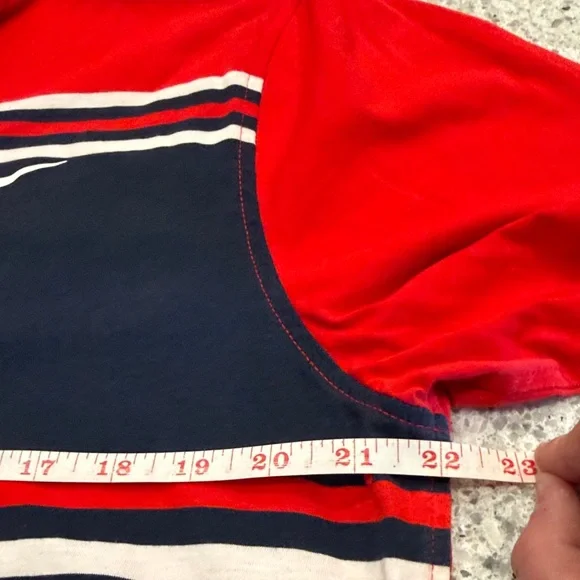 Nike Standard Fit Men’s Large Red and Navy Striped Polo Cotton - Picture 5 of 8